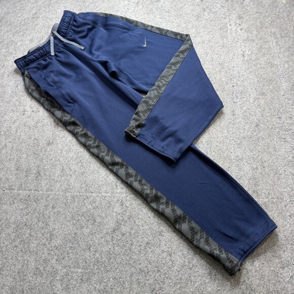 Nike Training Pants Men Small Blue Gray Fleece 29" Ripcord Adjustable Leg 535695 - Picture 1 of 16